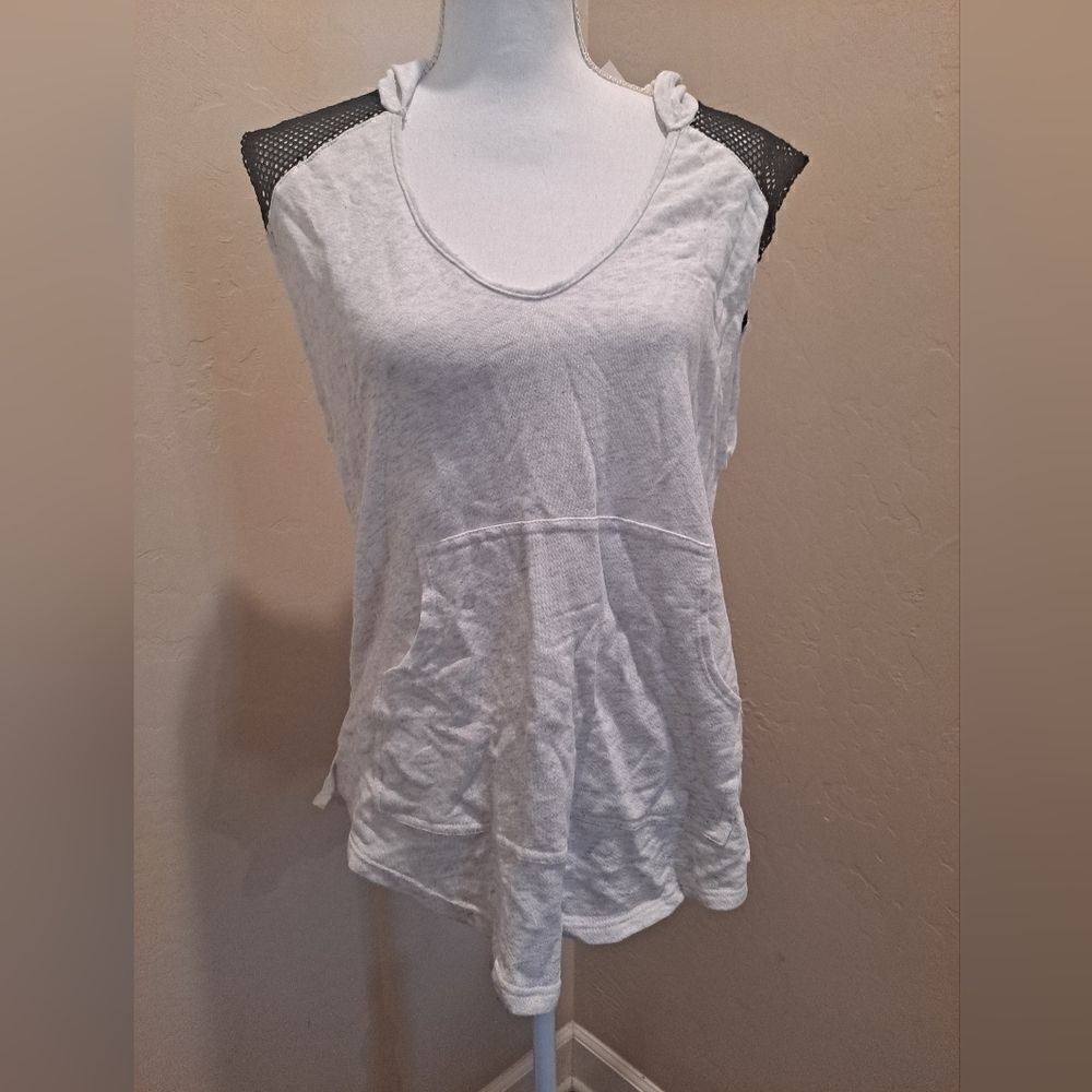 NWT Terez Ash Fishnet French Terry Hooded Vest Small